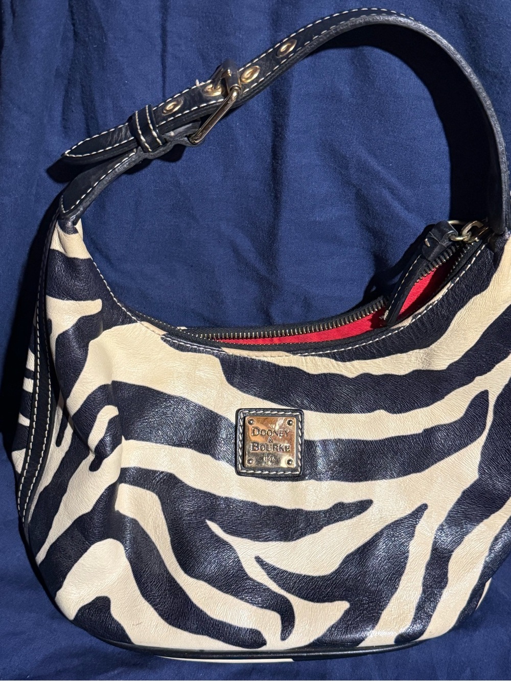 Dooney & Bourke Black and Cream Zebra-Print Shoulder Bag - Picture 2 of 6